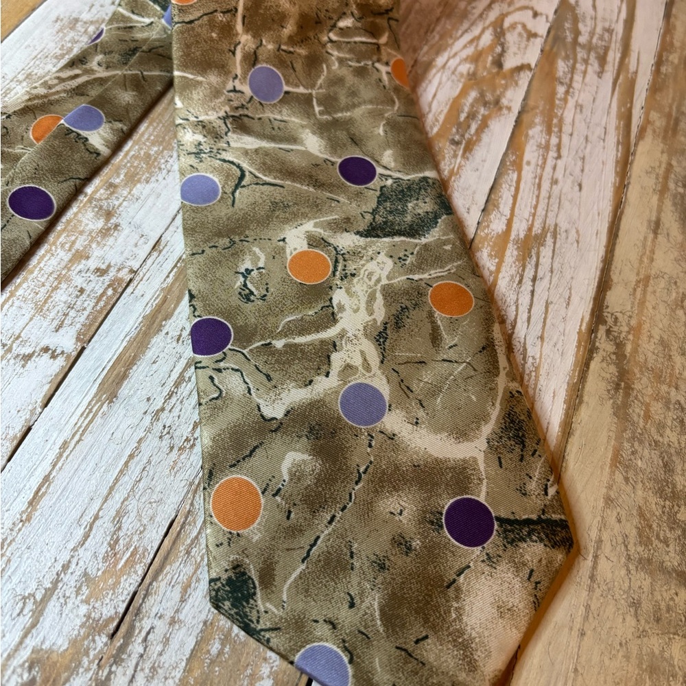 Pierre Balmain Beige Tie with Purple and Orange Dots
